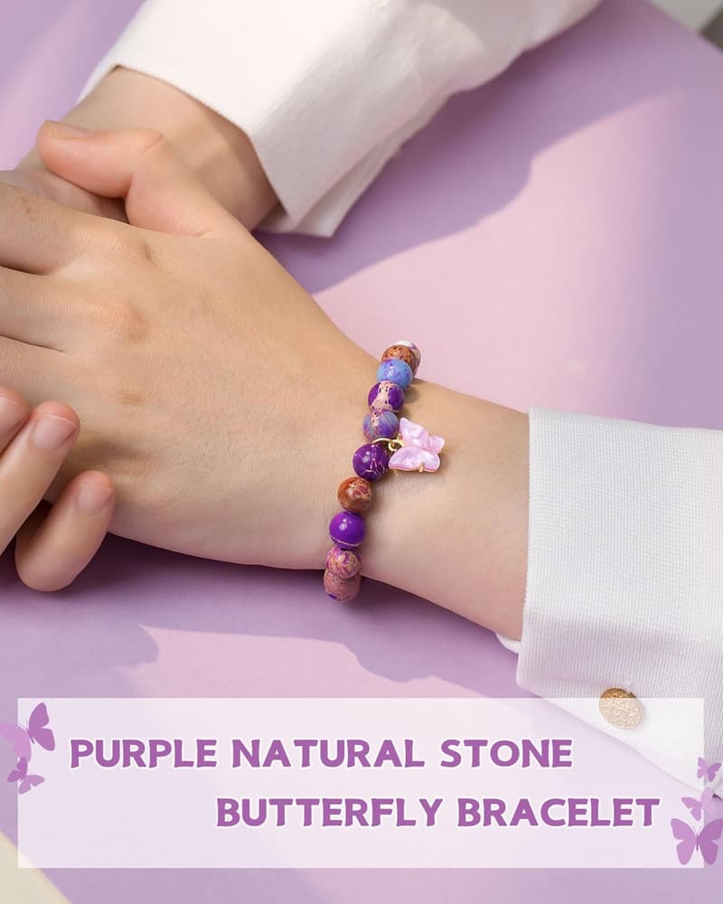 Butterfly Bracelet with Natural Stones for Graduation Gifts