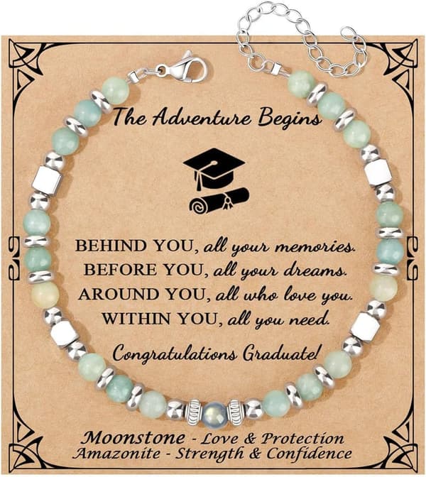 Colorful Moonstone Bracelet with Amazonite & Jasper - Graduation Gift for Women