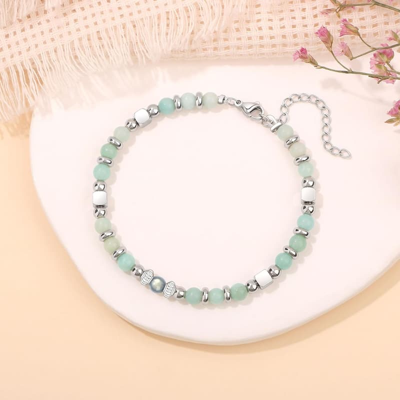 Colorful Moonstone Bracelet with Amazonite & Jasper - Graduation Gift for Women