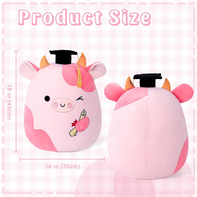 2025 Graduation Cow Plush Doll with Mini Cap for Students