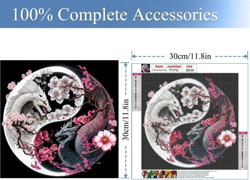 Taichi Dragon 5D Diamond Painting Kit for Home Decor 12x12