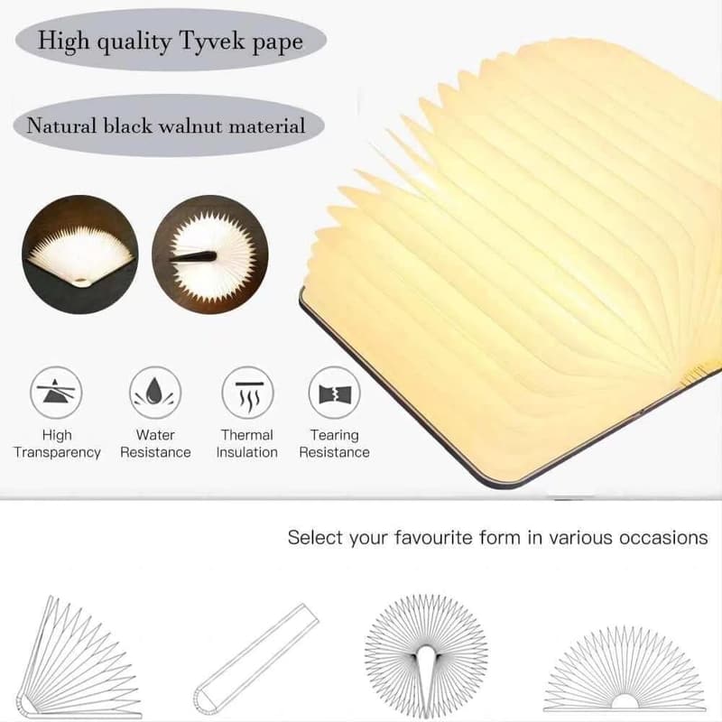 Folding Wooden LED Table Lamp - Rechargeable Mood Light
