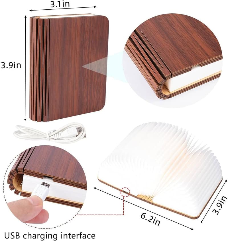 Portable Mini Folding Book Lamp - 8 Colors, USB Rechargeable