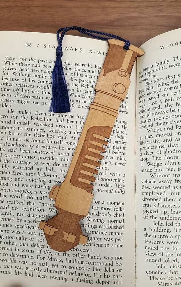 Laser Engraved OBI Wan Kenobi Lightsaber Bookmark with Tassel