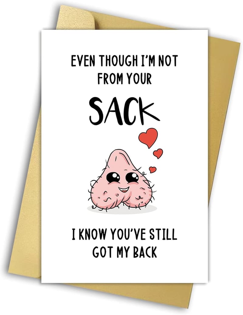 Funny Bonus Dad Card - Rude Father's Day Greeting for Stepdads