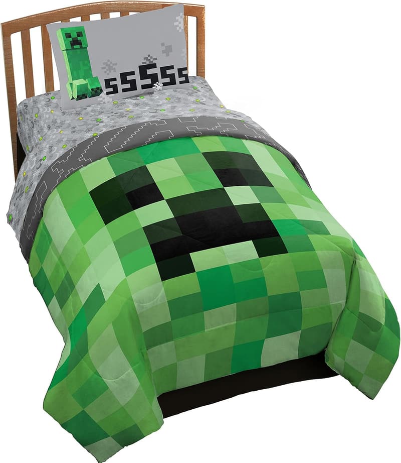 Minecraft Creeper Twin Bed Set - 4 Piece Official Collection