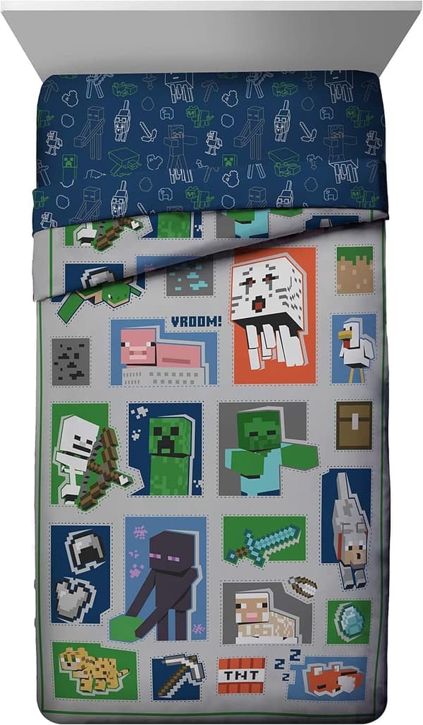 Minecraft 5-Piece Twin Bedding Set with Reversible Comforter