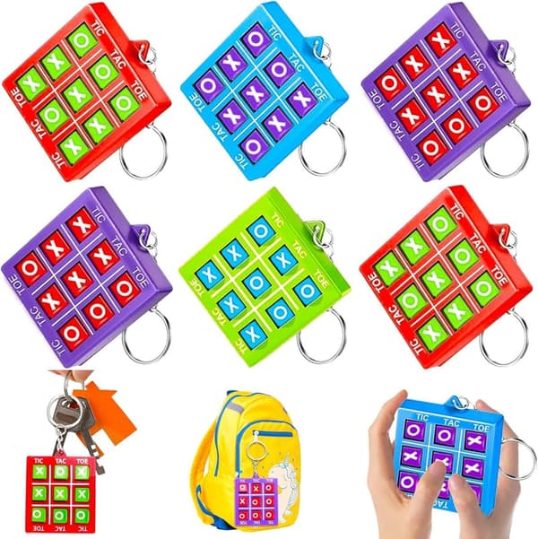 Tic Tac Toe Keychain Set - 16 Pcs Kids Party Favors