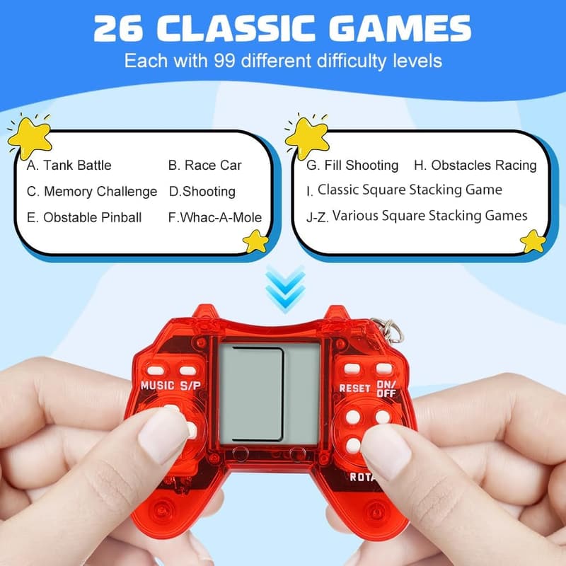 Mini Video Game Keychains - Arcade Party Favors for Kids