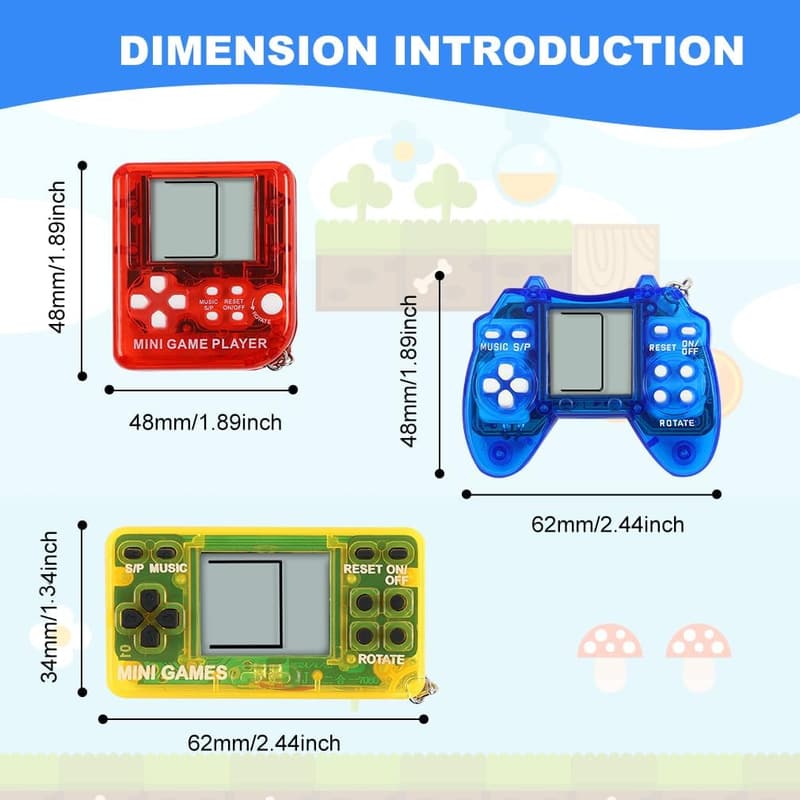 Mini Video Game Keychains - Arcade Party Favors for Kids