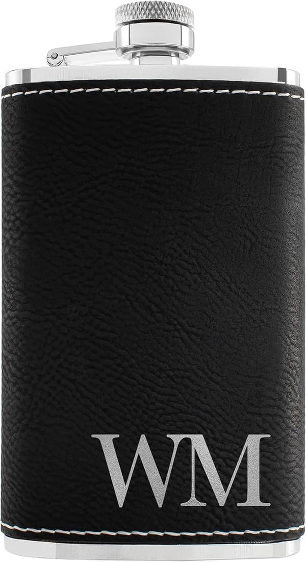 Groomsmen Proposal: Personalized 6 oz Leatherette Hip Flask
