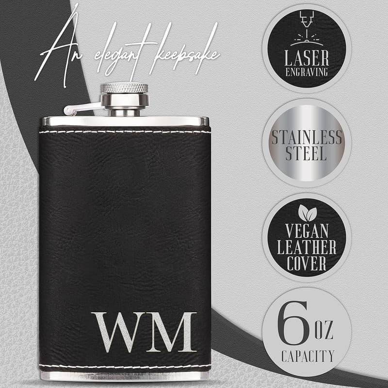 Groomsmen Proposal: Personalized 6 oz Leatherette Hip Flask