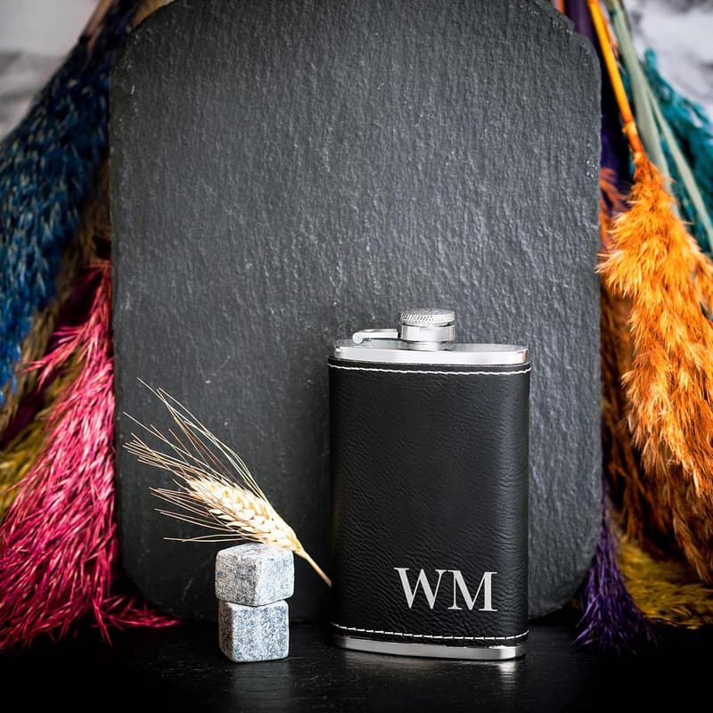 Groomsmen Proposal: Personalized 6 oz Leatherette Hip Flask