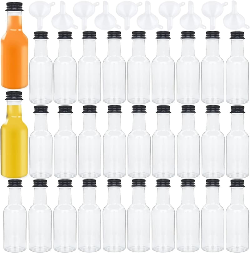 30 Pack Mini Liquor Bottles with Funnels for Party Supplies