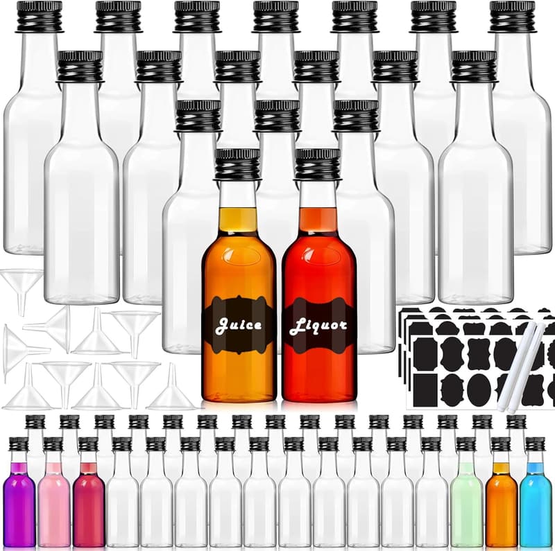50 Pack 2 oz Airtight Mini Liquor Bottles for Parties