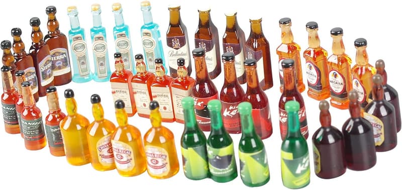 Miniature Beer Bottle Set - 40pcs Fairy Garden Decor