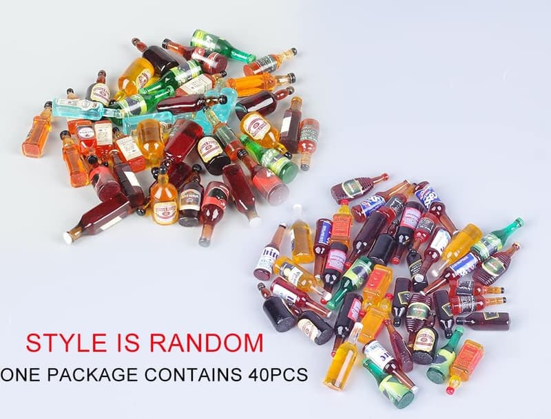 Miniature Beer Bottle Set - 40pcs Fairy Garden Decor