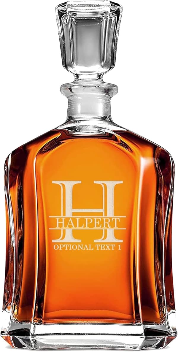 Personalized 23oz Whiskey Decanter - Custom Engraved Gift for Dad
