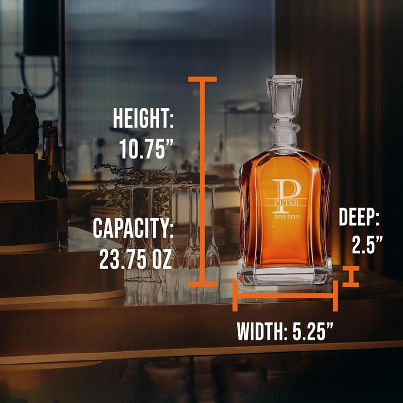 Personalized 23oz Whiskey Decanter - Custom Engraved Gift for Dad