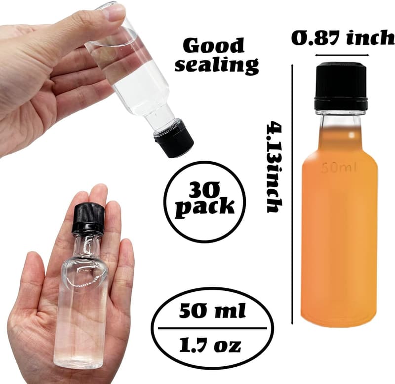 30-Pack Plastic Mini Liquor Bottles for Wedding Favors