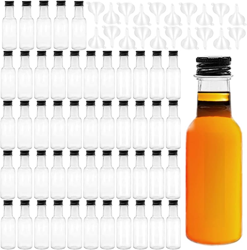 Miniature Spirit Bottles Set with Funnels for Parties