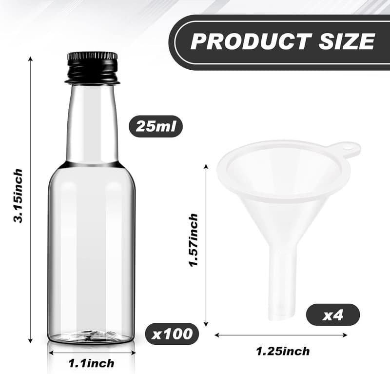 Christmas Mini Liquor Bottles Set - 100 Plastic 0.8 Oz Holders
