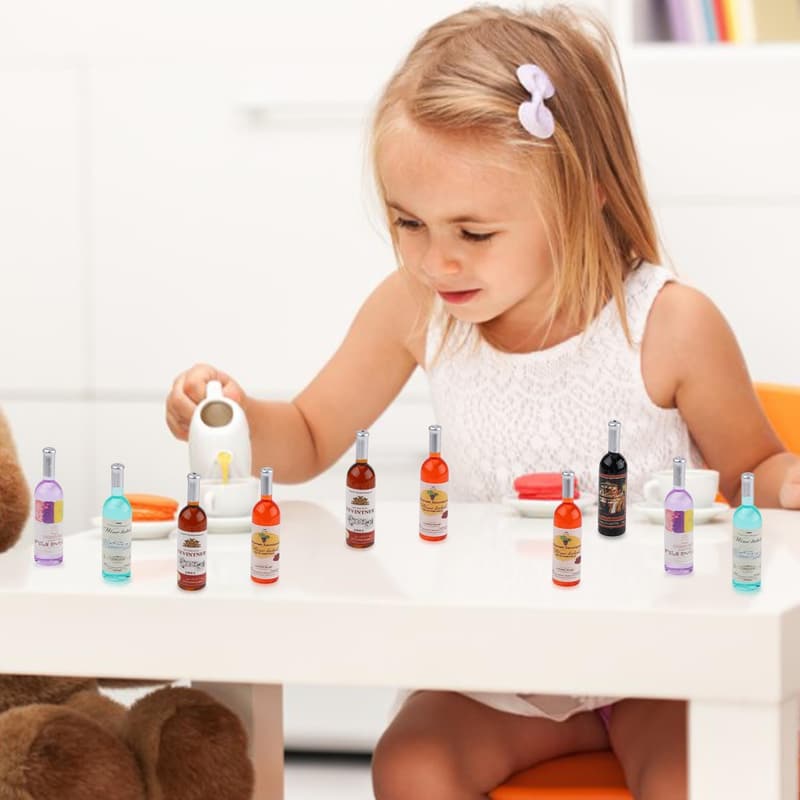 Miniature Dollhouse Wine Bottles - 20pcs Set (10 Colors)