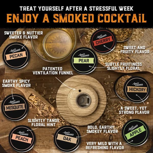 Cocktail Smoker Kit with 8 Wood Chip Flavors - Gift for Men