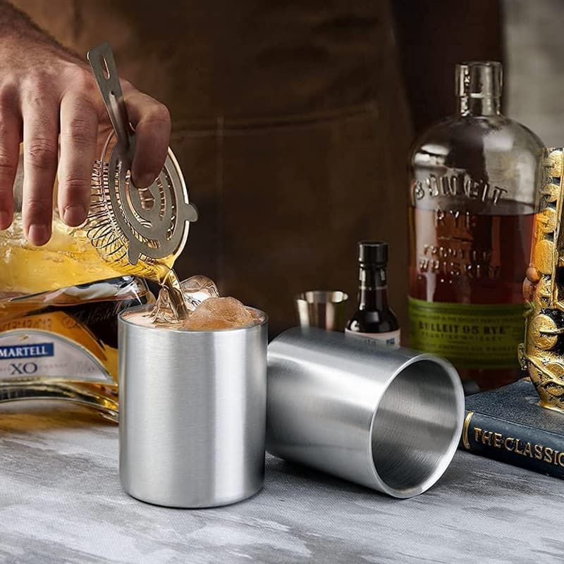 Stainless Steel Double-Walled Whiskey Glass Set for Men