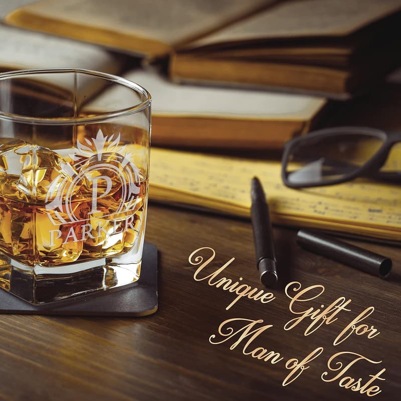 Monogrammed Whiskey Glasses Set - Personalized Gifts for Men