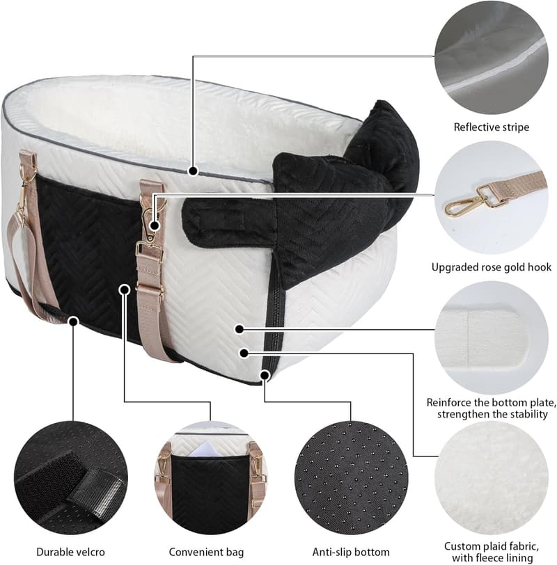 Portable Dog Car Seat for Small Dogs - Safety Belt & Cushion