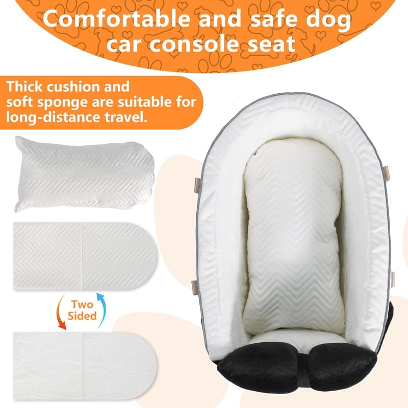 Portable Dog Car Seat for Small Dogs - Safety Belt & Cushion