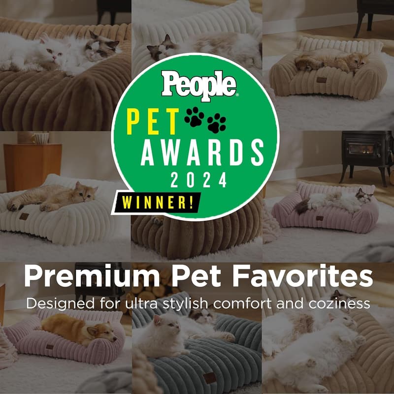 Cute Cat Couch for Pets - Fluffy Corduroy Pet Sofa, 30
