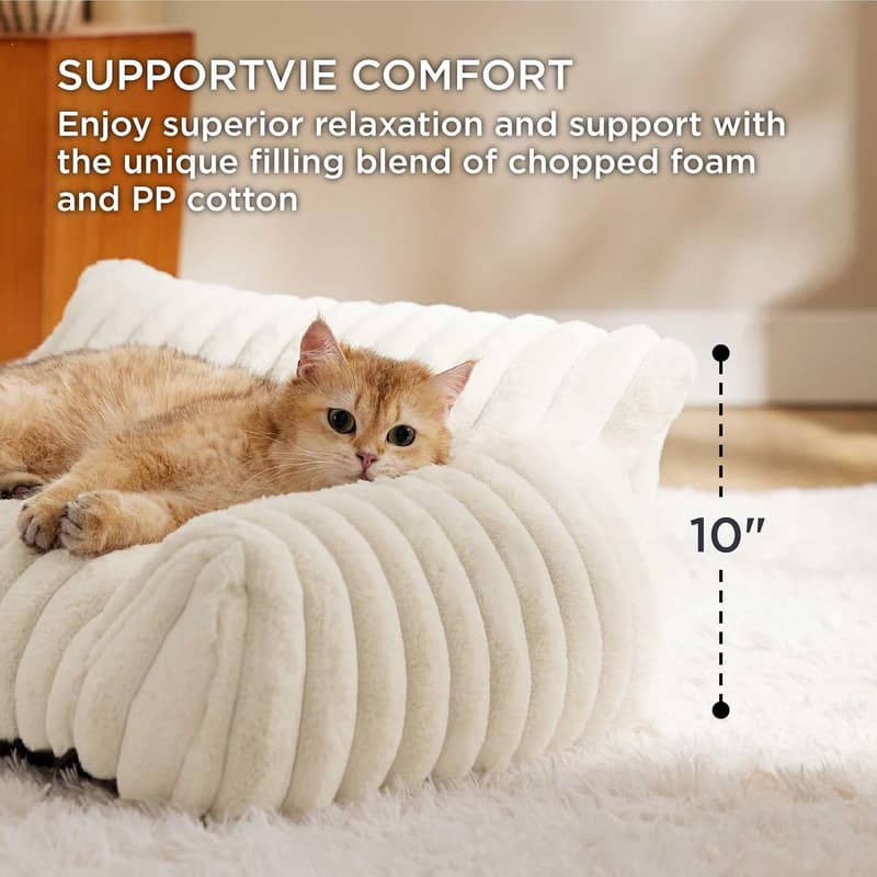 Cute Cat Couch for Pets - Fluffy Corduroy Pet Sofa, 30