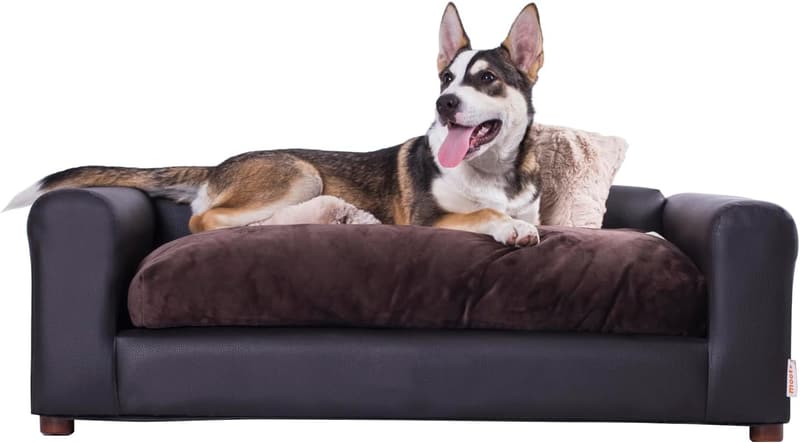 Medium/Large Espresso Leatherette Pet Sofa