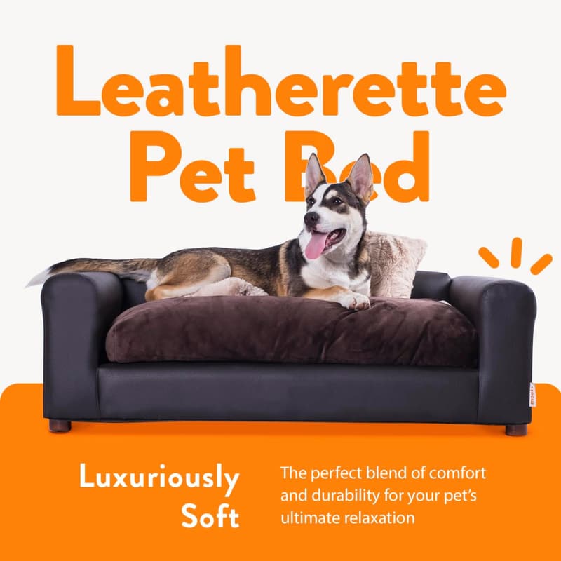Medium/Large Espresso Leatherette Pet Sofa