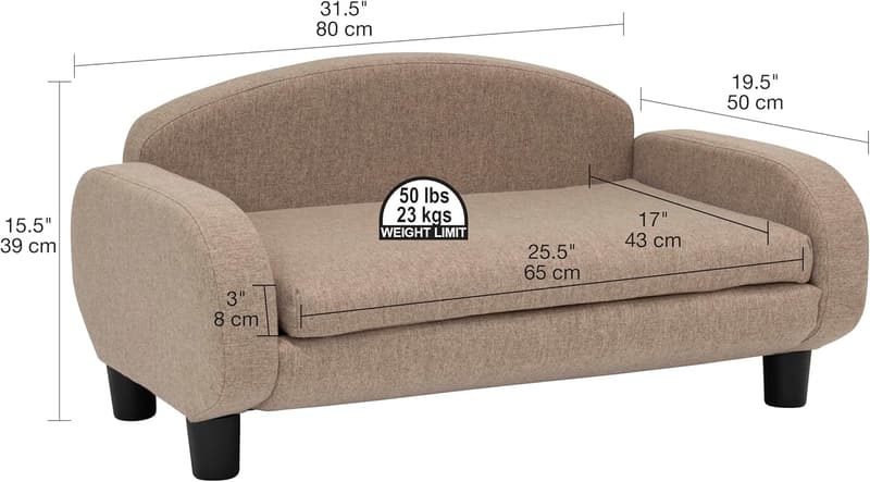 Modern Pet Sofa Bed with Removable Cover - 31.5