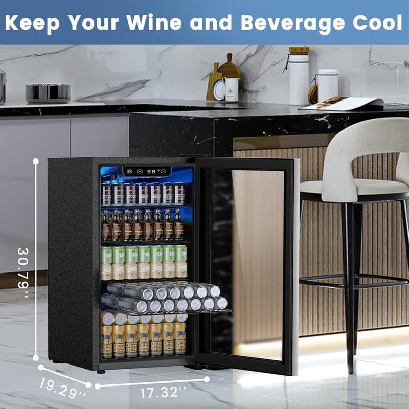 Beverage Refrigerator Cooler - 130 Can Capacity, Digital Temp Control