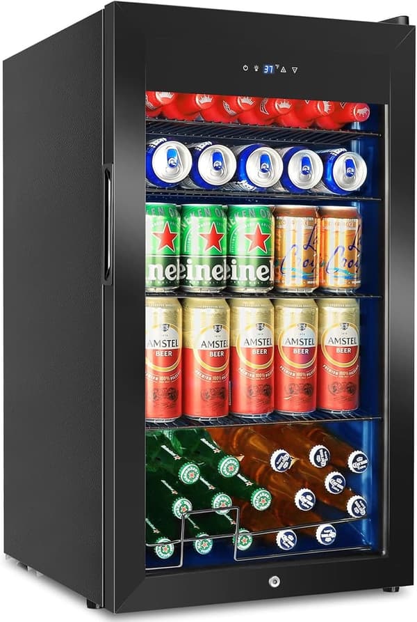 Mini Beverage Fridge with Glass Door - 126 Can Cooler