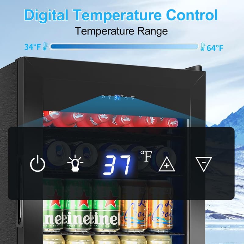 Mini Beverage Fridge with Glass Door - 126 Can Cooler