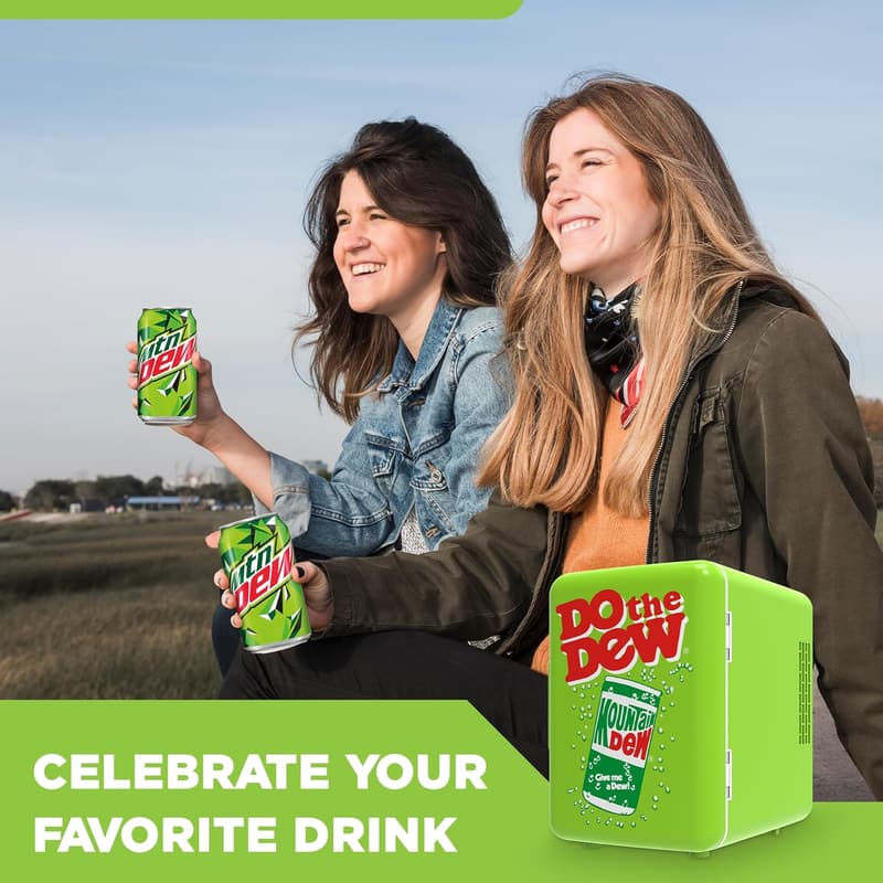 Portable Mini Fridge Cooler for 6 Cans - Eco-Friendly Mountain Dew
