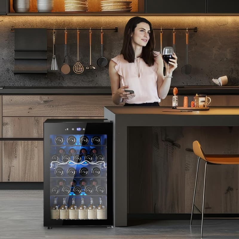 Freestanding 37-Bottle Wine Fridge with Smart Temperature Control