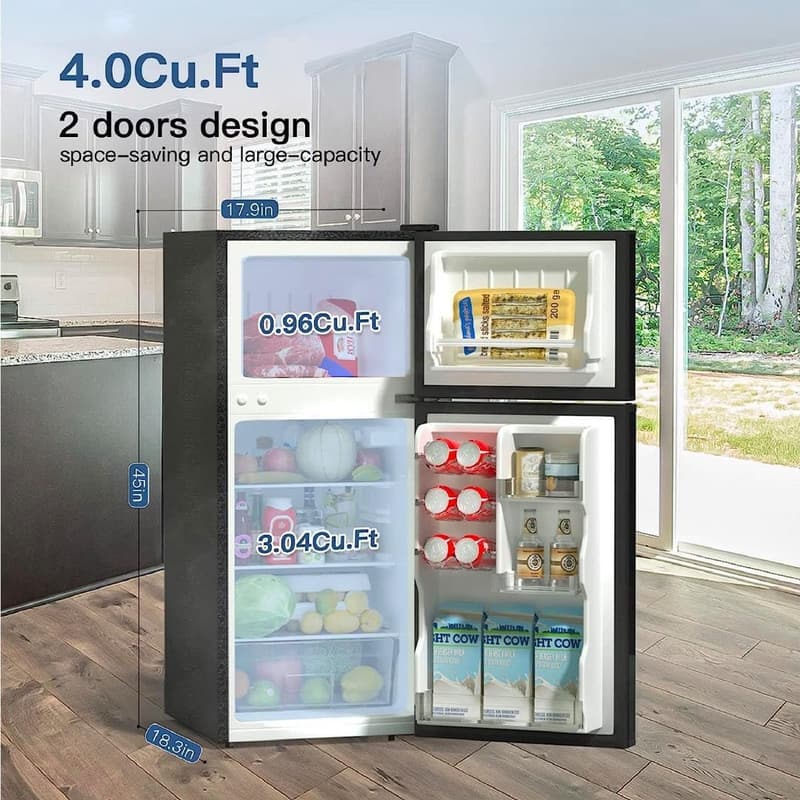 Compact 4.0 Cu.Ft. Black Refrigerator with Top Freezer