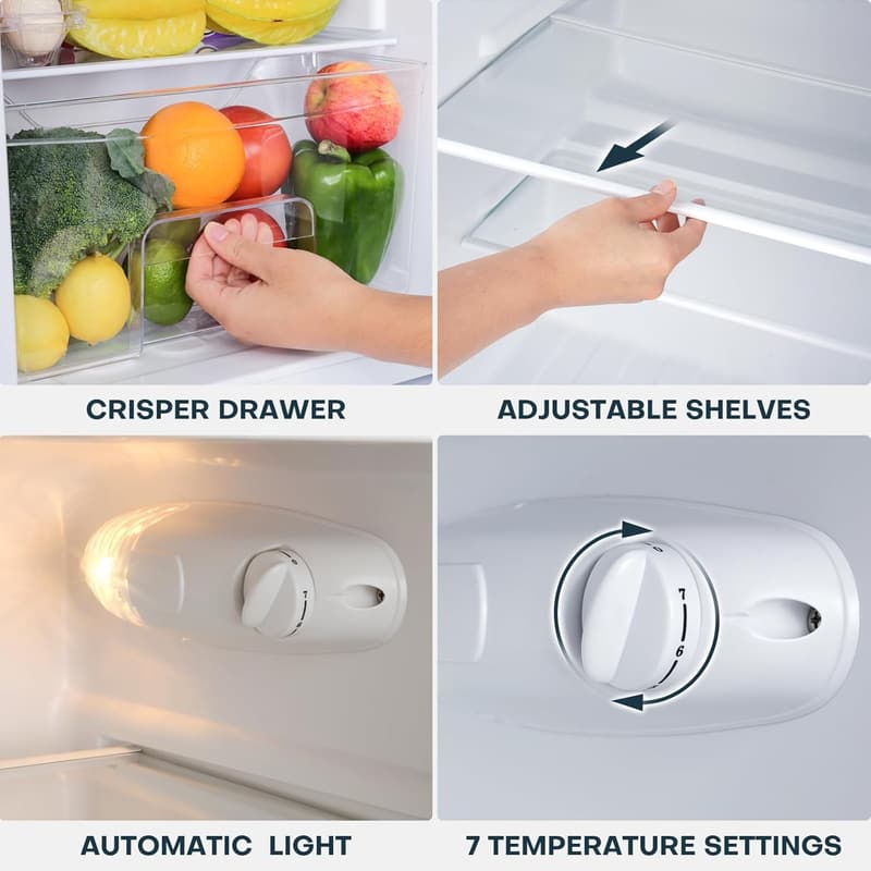 Mini Fridge with Freezer - 3.1 Cu.Ft, Energy Saving, Black