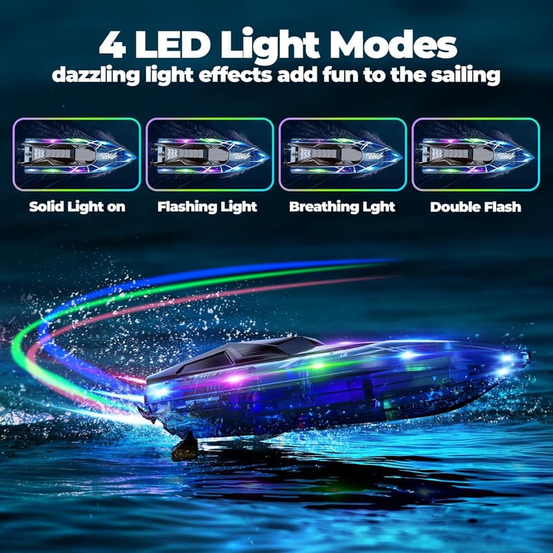 Remote Control Boat Set for Kids – LED Waterproof Toy, 2-Pack