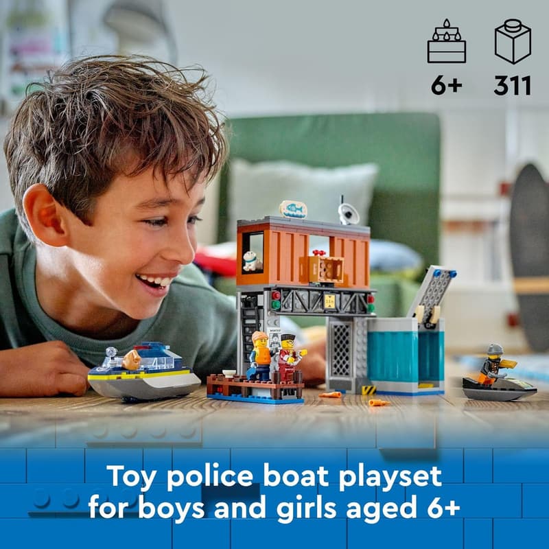 LEGO City Police Speedboat Playset with 3 Minifigures