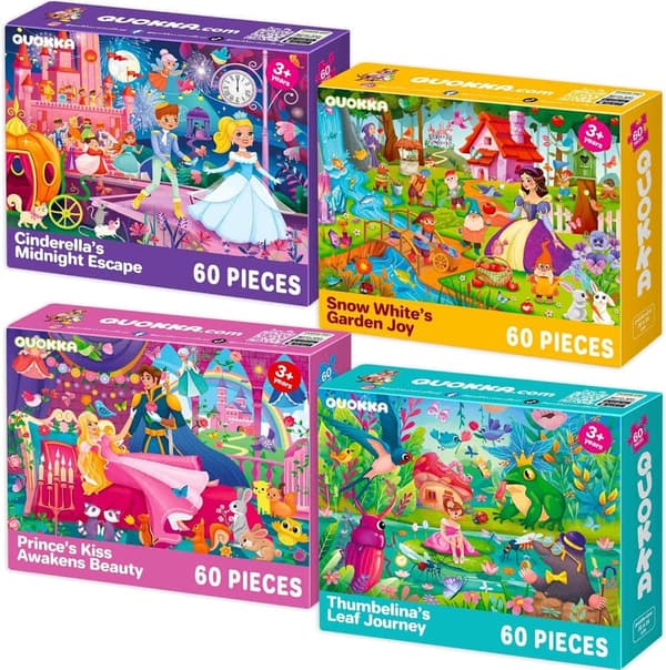 Fairy Tale Puzzle Set for Kids Ages 4-6 – 4-Pack Educational Toys