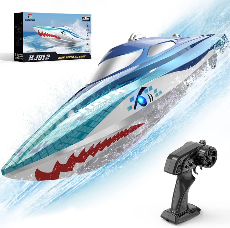 Remote Control Shark Graffiti Boat with LED Lights, 20+ MPH