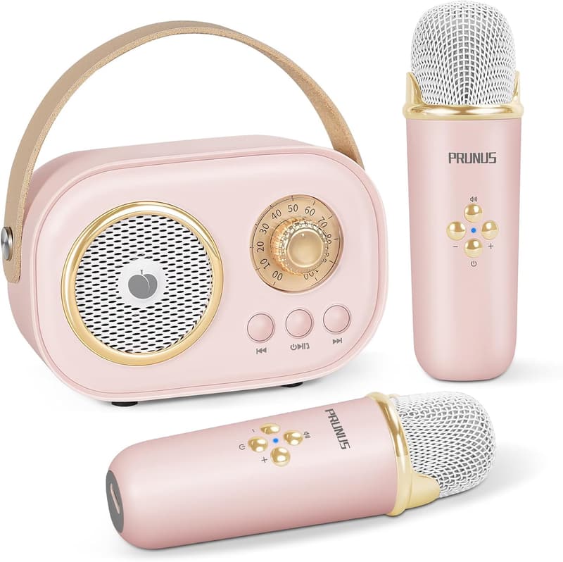Portable Mini Karaoke Machine with 2 Microphones for Kids