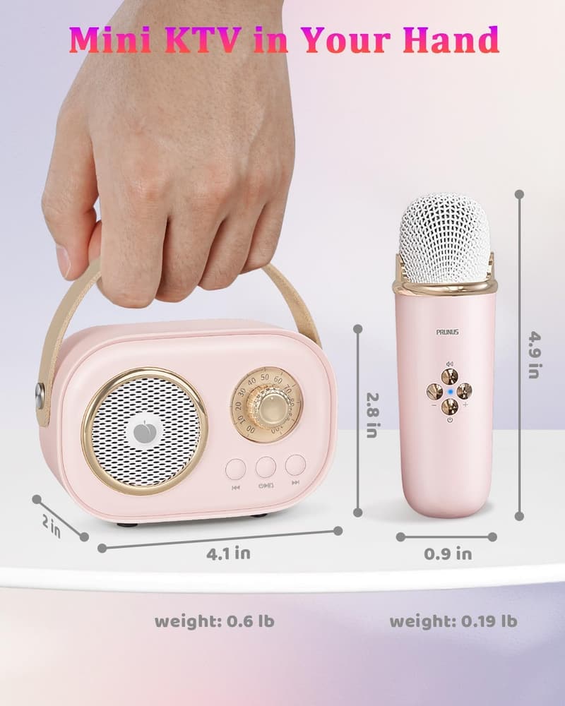 Portable Mini Karaoke Machine with 2 Microphones for Kids